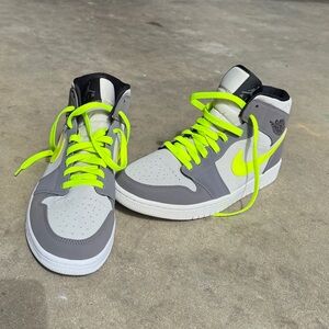 Nike Men’s Air Jordan Gray and Neon Green Athletic Shoes